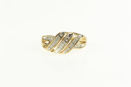 10K 0.24 Ctw Wavy Classic Diamond Bypass Ring Yellow Gold