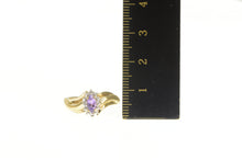 Load image into Gallery viewer, 10K Marquise Amethyst Diamond Wavy Bypass Ring Yellow Gold