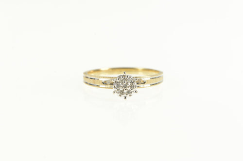 14K Retro 1950's Diamond Round Promise Cluster Ring Yellow Gold
