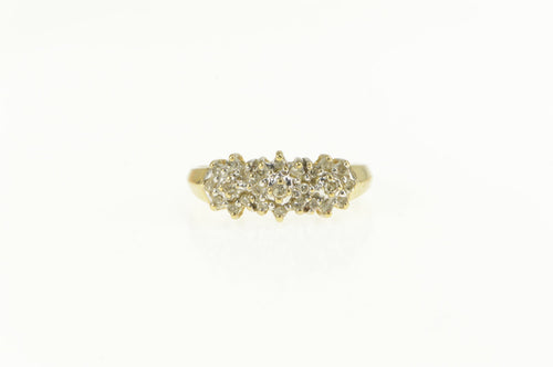 10K Diamond Flower Cluster Statement Band Ring Yellow Gold