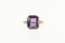 Load image into Gallery viewer, 10K Art Deco Emerald Cut Amethyst Statement Ring Yellow Gold