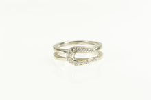 Load image into Gallery viewer, 14K 1950&#39;s Diamond Encrusted Loop Band Ring White Gold