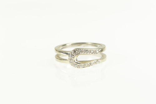 14K 1950's Diamond Encrusted Loop Band Ring White Gold