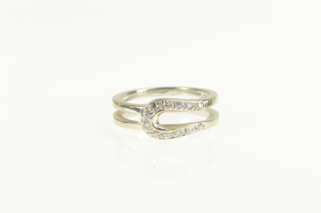 14K 1950's Diamond Encrusted Loop Band Ring White Gold