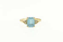 Load image into Gallery viewer, 14K Emerald Cut Blue Topaz Diamond Classic Ring Yellow Gold