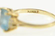 Load image into Gallery viewer, 14K Emerald Cut Blue Topaz Diamond Classic Ring Yellow Gold