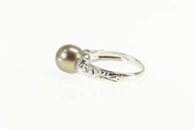 Load image into Gallery viewer, 14K Tahitian Pearl Diamond Accent Engagement Ring White Gold