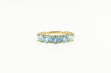 Load image into Gallery viewer, 14K Five Stone Blue Topaz Retro Statement Ring Yellow Gold