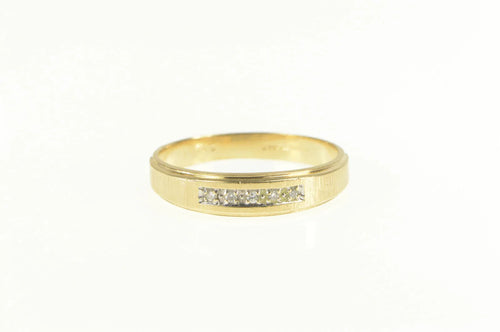 14K 1940's Diamond Squared Men's Wedding Band Ring Yellow Gold