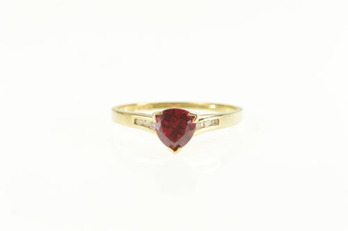14K Trillion Syn. Ruby Diamond Accent Classic Ring Yellow Gold