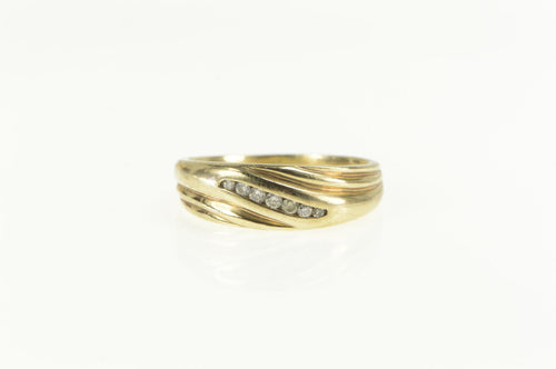 10K Diamond Wavy Classic Men's Wedding Band Ring Yellow Gold