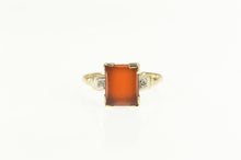 Load image into Gallery viewer, 14K Emerald Cut Carnelian Diamond Accent Ring Yellow Gold