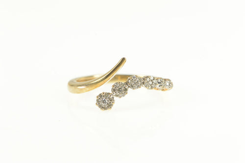 10K Graduated Diamond Flower Cluster Bypass Ring Yellow Gold