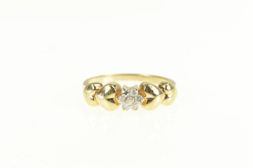 14K Flower Diamond Cluster Heart Love Promise Ring Yellow Gold