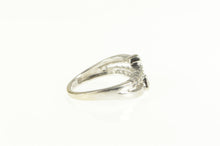 Load image into Gallery viewer, 14K 0.18 Ctw Diamond Heart Accent Wavy Bypass Ring White Gold