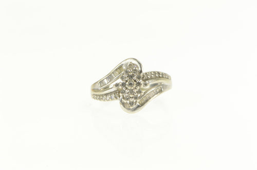 10K Diamond Classic Wavy Cluster Statement Ring White Gold