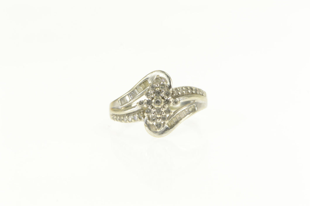 10K Diamond Classic Wavy Cluster Statement Ring White Gold