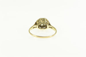 14K Art Deco Diamond Cluster Engagement Filigree Ring Yellow Gold