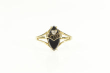 Load image into Gallery viewer, 10K Black Onyx Diamond Love Banner Cut Out Ring Yellow Gold
