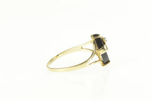 Load image into Gallery viewer, 10K Black Onyx Diamond Love Banner Cut Out Ring Yellow Gold
