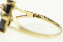 Load image into Gallery viewer, 10K Black Onyx Diamond Love Banner Cut Out Ring Yellow Gold