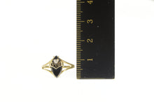 Load image into Gallery viewer, 10K Black Onyx Diamond Love Banner Cut Out Ring Yellow Gold