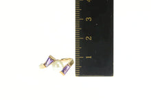Load image into Gallery viewer, 10K Pearl Baguette Amethyst Ornate Bypass Ring Yellow Gold