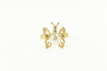 Load image into Gallery viewer, 14K Pearl 3D Butterfly Change Symbol Statement Ring Yellow Gold