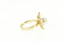 Load image into Gallery viewer, 14K Pearl 3D Butterfly Change Symbol Statement Ring Yellow Gold