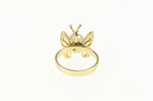 Load image into Gallery viewer, 14K Pearl 3D Butterfly Change Symbol Statement Ring Yellow Gold