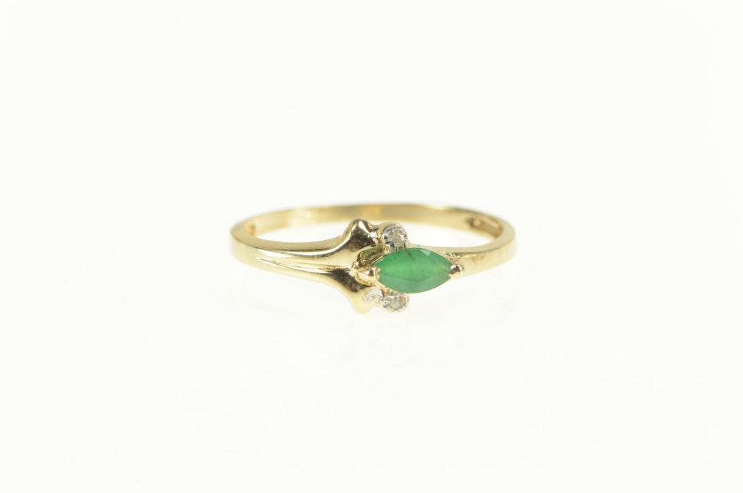 10K Natural Emerald Marquise Diamond Accent Ring Yellow Gold