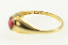 Load image into Gallery viewer, 10K Syn. Ruby Solitaire Curved Child Baby&#39;s Ring Yellow Gold
