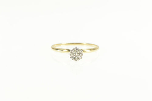 14K Retro Diamond Cluster Promise Engagement Ring Yellow Gold