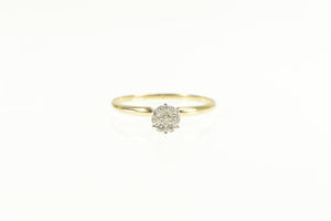 14K Retro Diamond Cluster Promise Engagement Ring Yellow Gold