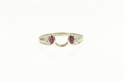 14K Marquise Ruby Diamond Cluster Wedding Band Ring White Gold
