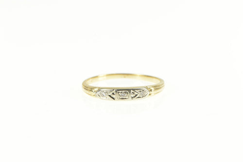 14K Classic Diamond 1940's Wedding Band Ring Yellow Gold