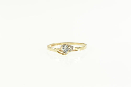 10K Heart Blue Topaz Diamond December Birthstone Ring Yellow Gold