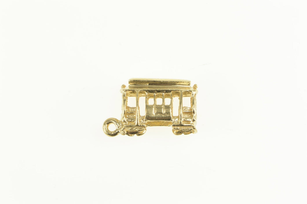 14K 3D Trolley Street Cable Car Charm/Pendant Yellow Gold