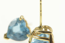 Load image into Gallery viewer, 14K Heart Blue Topaz Love Symbol Classic Stud Earrings Yellow Gold