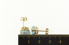 Load image into Gallery viewer, 14K Heart Blue Topaz Love Symbol Classic Stud Earrings Yellow Gold