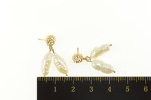 Load image into Gallery viewer, 14K Baroque Pearl Dangle Filigree Ball Stud Earrings Yellow Gold