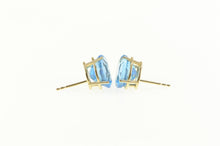 Load image into Gallery viewer, 14K Oval Blue Topaz Solitaire Classic Stud Earrings Yellow Gold