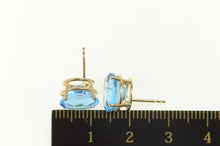 Load image into Gallery viewer, 14K Oval Blue Topaz Solitaire Classic Stud Earrings Yellow Gold