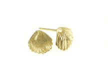 Load image into Gallery viewer, 14K 3D Sea Shell Scallop Ocean Beach Motif Stud Earrings Yellow Gold