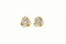 Load image into Gallery viewer, 14K Classic Diamond Accent Knot Twist Stud Earrings Yellow Gold