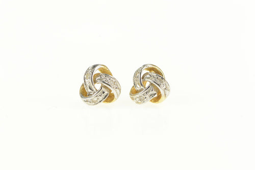 14K Classic Diamond Accent Knot Twist Stud Earrings Yellow Gold