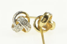 Load image into Gallery viewer, 14K Classic Diamond Accent Knot Twist Stud Earrings Yellow Gold