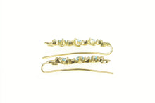 Load image into Gallery viewer, 14K Marquise Blue Topaz Curved CZ Drop Dangle Earrings Yellow Gold