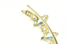 Load image into Gallery viewer, 14K Marquise Blue Topaz Curved CZ Drop Dangle Earrings Yellow Gold