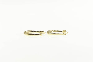 10K Scalloped Twist Design Oval Hoop Earrings Yellow Gold